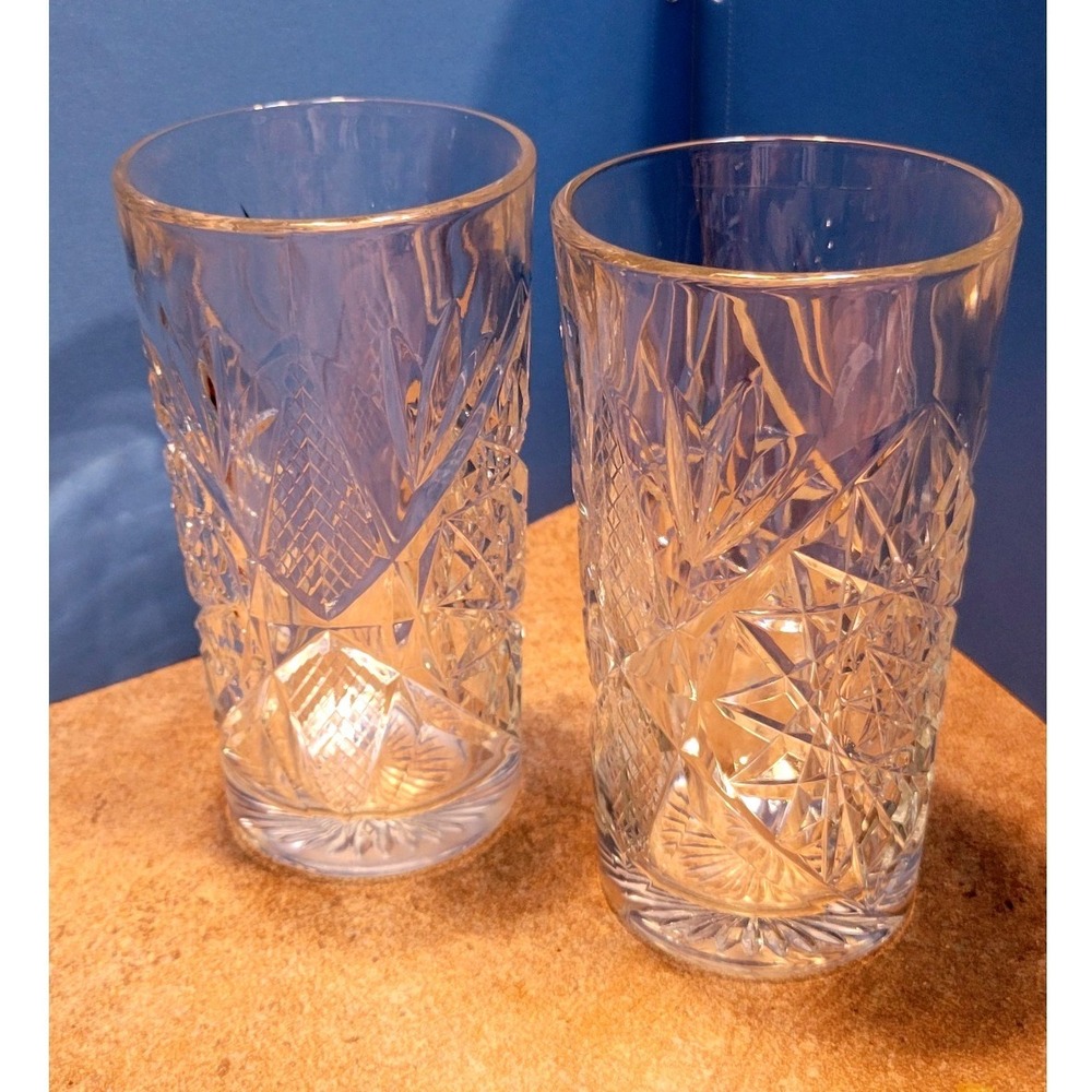 2 Luminarc France Longchamp Crystal Highball Glasses Set of 2 Diamond Cut 6.25in - Picture 8 of 8